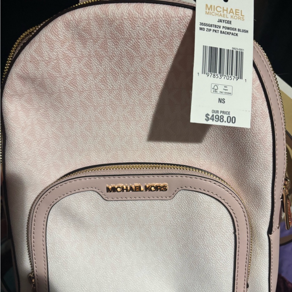 Michael Kors Powder Blush Pink Leather Backpack with Gold Hardware